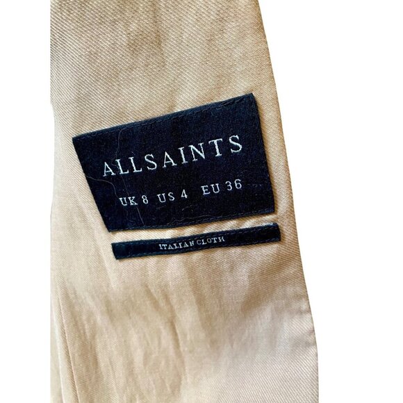 AllSaints Leni Italian Wool Cashmere Suede Camel Coat UK 8 US 4 EU 36 Tailored - Picture 6 of 11